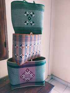 Sac à riz rectangulaire de style urbain simple pour un usage quotidien, poignées en raphia, 100% fibre de palmier naturelle, écologique - Product Image 4