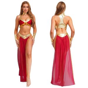 Womens Ancient Egyptian Queen Cosplay Outfits <b>Crop</b> <b>Top</b> And Chiffon Skirt Metallic Shiny Sets Belly <b>Dancing</b> Cosplay Event Themed - Product Image 3