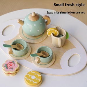 Service à thé en bois pour enfants, jeu d'imitation éducatif, jouets de cuisine miniature, simulation de thé de l'après-midi, théière et tasses - Product Image 3