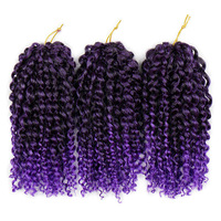 Extensions de cheveux synthétiques bouclés afro kinky teints, 8 pouces, 3 paquets, 90g, en fibre haute température pour tresses au crochet