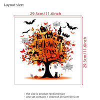 Autocollants muraux amovibles pour Halloween : Château hanté, citrouilles, lanternes, chauves-souris noires pour une fête effrayante
