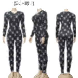 Mono de marca mezclada con LOGO G F para mujer, ropa de dormir de manga larga, mono de diseño, 2023