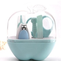 Kit de soin des ongles pour bébé 5-en-1 de haute qualité, forme pomme mignonne, ciseaux de manucure en PP, ensemble de manucure pour tout-petits, garçons et filles, soin du bébé