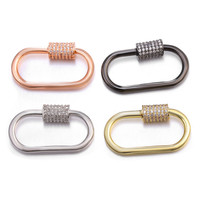 Fournisseurs de fabrication de bijoux Gun Black Gold Plated Copper CZ Setting Screw Oval Clasp Connector for Women Men Necklace