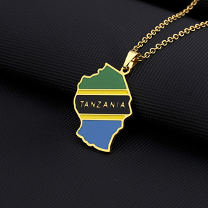 Collar con Colgante <span class=keywords><strong>de</strong></span> <span class=keywords><strong>Mapa</strong></span> y Bandera <span class=keywords><strong>de</strong></span> Tanzania <span class=keywords><strong>en</strong></span> Acero Inoxidable, Estilo Étnico, Unisex, para Parejas, Accesorio <span class=keywords><strong>de</strong></span> Joyería <span class=keywords><strong>de</strong></span> Moda - Product Image 4