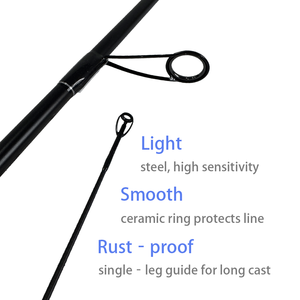 <span class=keywords><strong>Canne</strong></span> à pêche en fibre de carbone de 240 cm (8 pieds) en 2 brins avec guides en céramique en acier inoxydable pour la pêche au bar, au brochet, en lac, en rivière, en eau douce et en eau salée - Product Image 3