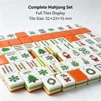 Jeu de Mahjong en Acrylique Thème Arbre de Noël, Tuiles de Mahjong Père Noël et Joker, Cadeau de Collection pour les Fêtes, pour Femmes