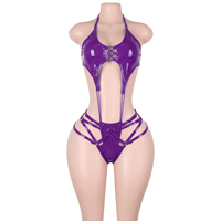 Tenues de danse exotiques en cuir verni, ensembles de bodys à lacets, culottes string, tenues de pole dance, vêtements de club, équipement de scène