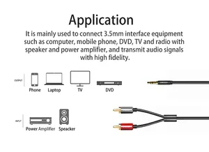 محول الصوت من فيجيeg, محول 3.5 من نوع فيجيeg ، محول الصوت إلى 2-ذكر ، وصلة RCA ، وصلة صوتية من نوع ، مع 4 أقدام ، طراز