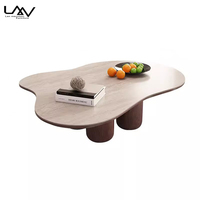 Style nordique villa salon noyer table basse hôtel cadre en bois ardoise dessus nuage forme table basse meubles