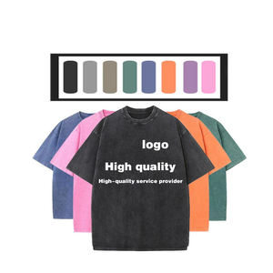 Custom Logo Vintage Acid Washed T Shirt Men Distressed Heavyweight Cotton Blank Oversized Tshirt 100% Cotton for Men's T-shirt - Product Image 1