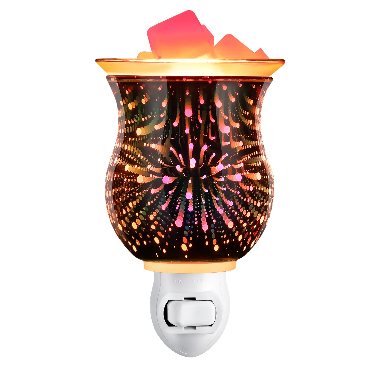 Chauffe-cire 3D avec couvercle en verre amovible, brûleur d'arôme pour la maison