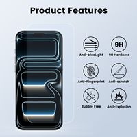 Protection d'écran en verre trempé certifiée TUV, dureté 9H, couverture intégrale, filtre lumière bleue, anti-traces de doigts pour iPhone 17/18