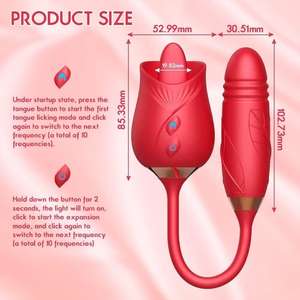 Vibratore a Forma di Rosa di Grande Successo in Silicone Giocattolo Sessuale per Donna Stimolatore Clitorideo a Doppia Funzione Rosa e Dildo Vibratore Succhia Clitoride - Product Image 6