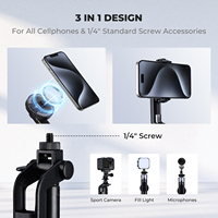 Treppiede per Telefono K&F Concept 72" 3-in-1 con Clip e Bastone Selfie Magnetico con Telecomando, Supporto Automatico per Telefono con Vite da 1/4" e Accessori