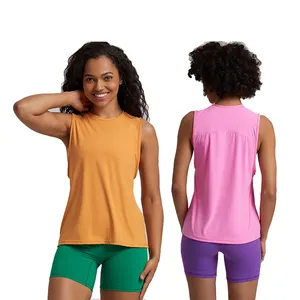 Benutzer definierte New Sports ärmellose T-Shirt Workout Fitness für Frauen Yoga Loose Casual Penetration Proof Gym Running Tank Top