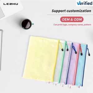 Plastic <b>File</b> <b>Folders</b> Custom Logo Business School <b>Folder</b> Document Storage Bag Mesh Zipper Pouch Transparent Bags for Documents - Product Image 2