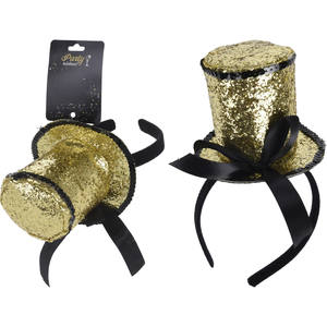 Diadema con brillantina dorada y negra - Product Image 1