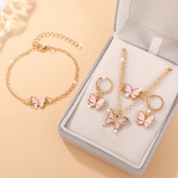 Ensemble de bijoux en vente flash, plaqué or, alliage et émail, collier, bague et bracelet, ensemble de bijoux 4 pièces, bijoux pour femmes