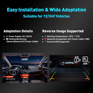 Dashcam 4K Wifi Gps Detector de Radar Espejo retrovisor Cámara Dash Cam Frontal y trasera 4K Dash Camera para coches Cámara de coche Dash Cam - Product Image 5