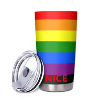 Gobelet isotherme en acier inoxydable de 20 oz, thème arc-en-ciel « Victoires sur le SIDA », personnalisé pour les trajets en voiture, les événements de sensibilisation et les rassemblements communautaires