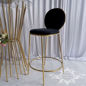 Wedding Golden Stainless Steel Bar <strong>Chair</strong> with Black <strong>Velvet</strong> Cushion High <strong>Cocktail</strong> Events Furniture Barstools - Product Image 2