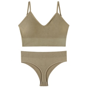 Ensemble soutien-gorge et culotte sans fil 2 pièces pour femme, couleur unie simple, vente en gros, fabrication OEM - Product Image 6
