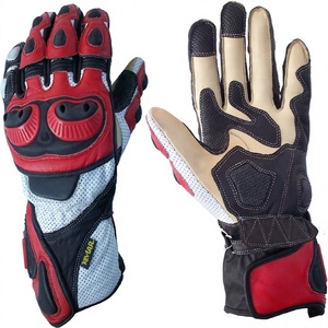 Gants de course Raymar Racing, en cuir, à doigts entiers, respirants, antidérapants, imperméables, compatibles avec les écrans tactiles, pour motocross, unisexes, avec fermeture à boucle - Product Image 1