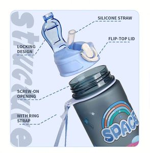 Botella de Agua Deportiva Astronauta, Taza de Agua Portátil de Plástico para Niños, Botella de Agua de Plástico Resistente a Altas Temperaturas con Pajita - Product Image 3