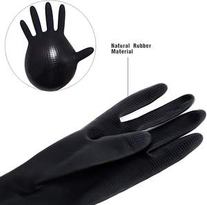 قفازات صالون تصفيف شعر أظافر تجميل احترافية قابلة لإعادة الاستخدام مقاومة للماء مطاط أسود لاتكس لتلوين الصبغة - Product Image 3