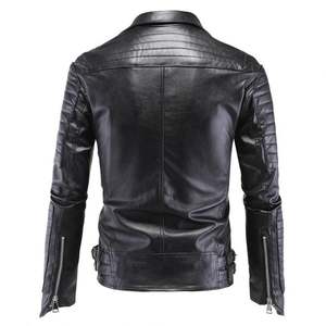 Automne hiver Slim-Fit hommes veste Style Punk haute rue à la mode Carrie moto cuir grande taille support fermeture éclair bouton - Product Image 2