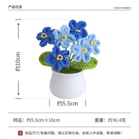 Bunga Rajut Mini Buatan Tangan, Bunga Forget-me-not Cantik dari Wol, Hadiah Natal, Hari Valentine, Hari Ibu, Bunga Crochet