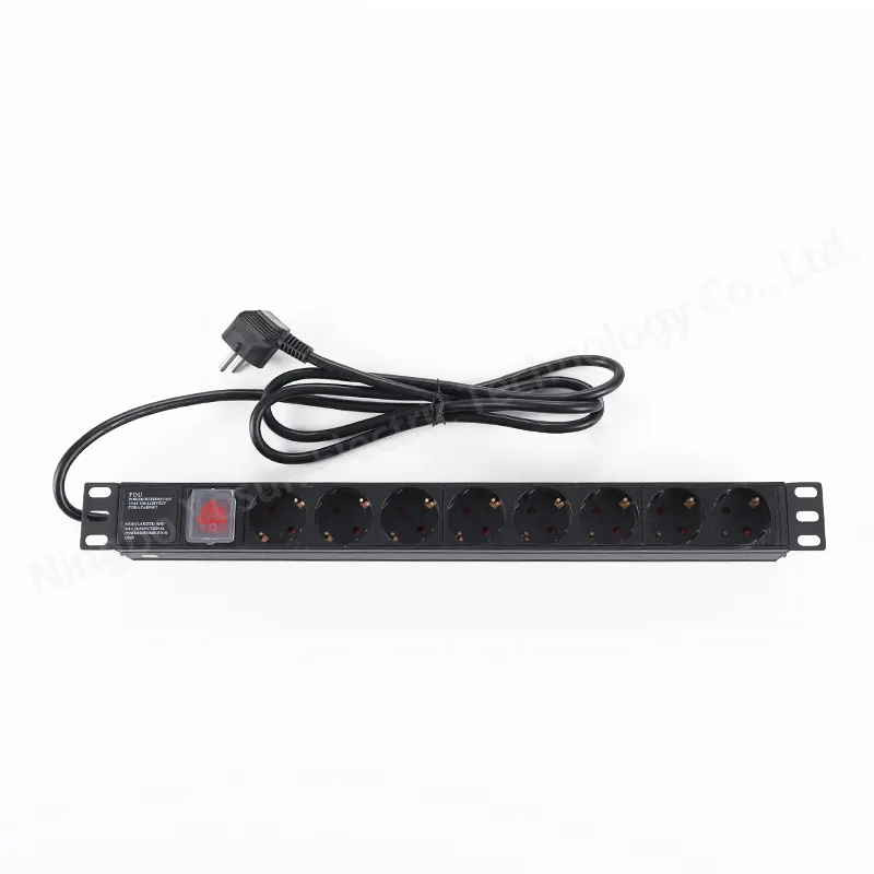 1U 19Inch Op Uit Schakelaar Duitse Schuko Euro 8 Manier Kabinet Aluminium Pdu Stroomverdeeleenheid Socket Voor Data center