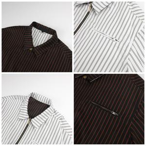 Vestes réversibles pour hommes, style polyvalent, Harrington classique, rayures verticales, multi-poches, ourlet élastique - Product Image 3
