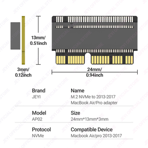 Oem M.2 NVMe MacBook <span class=keywords><strong>SSD</strong></span> <span class=keywords><strong>Adapter</strong></span> cho Macbook Air Pro Retina 2013-2017 (A1465 A1466 <span class=keywords><strong>A1398</strong></span>) đơn đặt hàng số lượng lớn với Cổ Phiếu sẵn có - Product Image 4