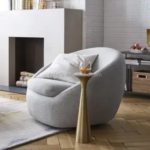 Sofá moderno de tela de lujo para sala de estar, conjunto de silla con estilo de sala de estar, listo con asiento giratorio de baja inclinación y ancho