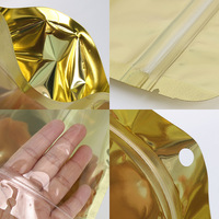 Sachet Doypack Autoportant Doré Métallisé avec Trou de Suspension, Sac Alimentaire Transparent à Fermeture Ziplock, Emballage pour Snacks, Noix, Céréales, Thé