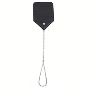 Matamoscas de Cuero Sintético Resistente con Mango de Alambre de Acero, Estilo Rústico - Product Image 1