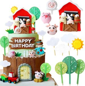 Pastel de cumpleaños para hornear, decorar, tema de granja, ñoquis, oveja, ñoquis, vaca, adorno de pastel de cumpleaños para niños - Product Image 1
