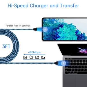 Câble USB-C de charge rapide 3A Kunai OEM, nouveau design, en cuivre, sortie 20W, compatible Android, iOS, imprimante, scanner, 2m, 3m, avec boîte - Product Image 6