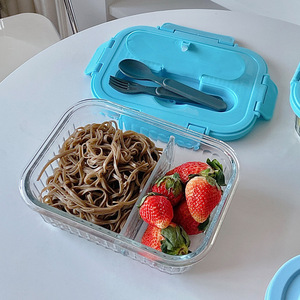 Fiambrera de vidrio de alto nivel de apariencia al por mayor <span class=keywords><strong>cura</strong></span> leche amarillo refrigerador vidrio crujiente caja Bento de borosilicato alto - Product Image 6