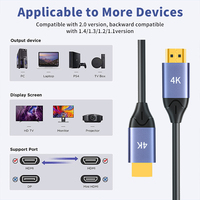 Câble HDMI 2.0 haute vitesse 4K 60Hz UHD 3D 18 Gbps pour PS4 PC HDTV Home Cinéma, plusieurs longueurs au choix