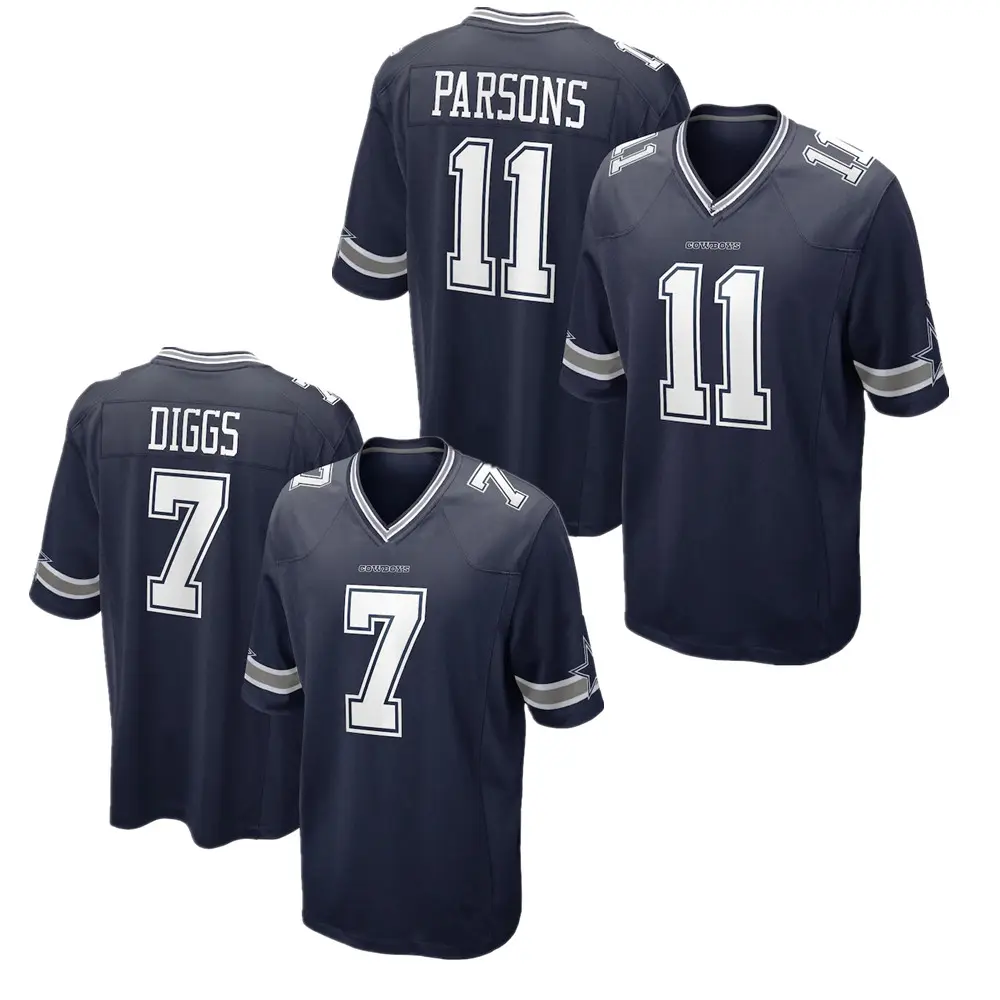 Micah Parsons 11 Dallas Football Jerseys 7 Trevon Diggs Stitched USA Football Sports VP Limited Player Jersey- Navy