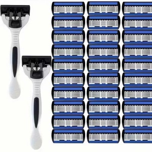 Manual <b>Razor</b> Blades 6 Layer Cartridge Replacement For Men Shaving <b>Razor</b> Handle With 24 Blades <b>Set</b> - Product Image 3