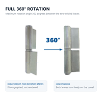 Charnière de portail en acier au carbone Q235B à souder, rotation à 360 degrés, charnière à barillet pour portail métallique, clôture en acier, porte, non finie, soudable