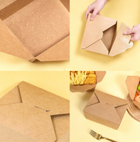 Boîte en papier kraft biodégradable jetable écologique pour poulet frit, frites, nuggets, escalopes, en-cas, emballage alimentaire