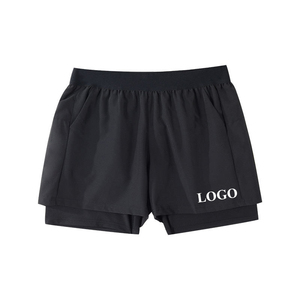 Pantalones Cortos Deportivos para Hombre, Casuales, para Correr, Fitness, Doble Capa, con Cierre Elástico en la Cintura, Color Sólido, Estilo Bermuda - Product Image 3