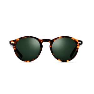 Lunettes de soleil rétro rondes à monture intégrale, verres miroir verts, branches écaille de tortue, protection solaire unisexe pour adultes - Product Image 4