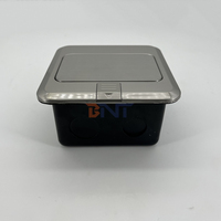Prise de sol escamotable en acier inoxydable pour bureau à domicile, avec prise de terre et de données, 2 prises AC, niveau IP44, langue française