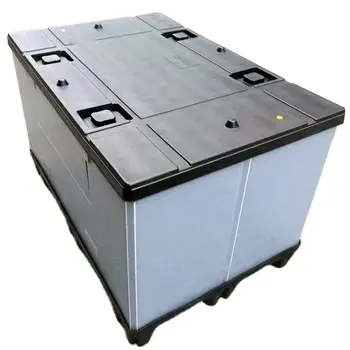 Caja de funda de plástico Contenedor a granel de alta resistencia Plegable Fácil logística Almacenamiento Caja de palés de plástico